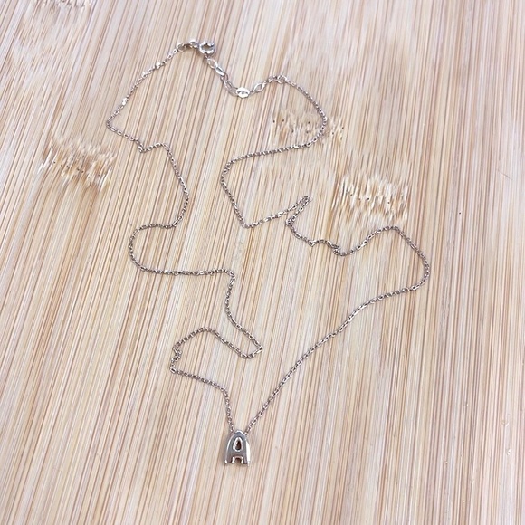 Brand New 14K Gold Plated Sterling Silver Bubble Letter Balloon “A” Necklace - Picture 4 of 15